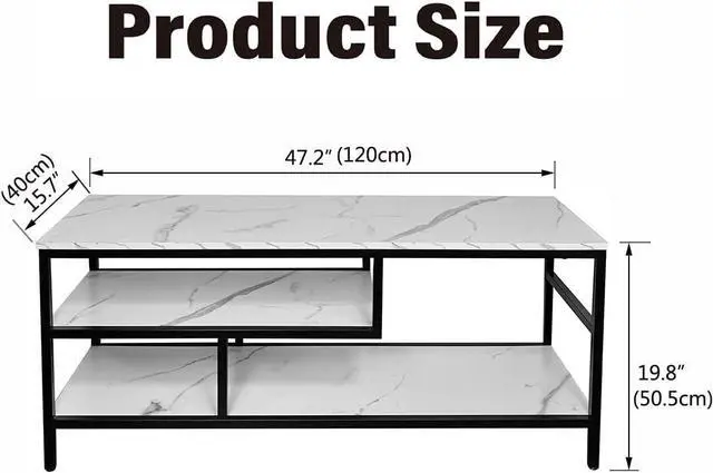 Alt view image 3 of 7 - AT-VALY 3-Tier TV Stand Media Console Table with Open Shelving Storage for Living Room Bedroom 47inch for up to 55" TV