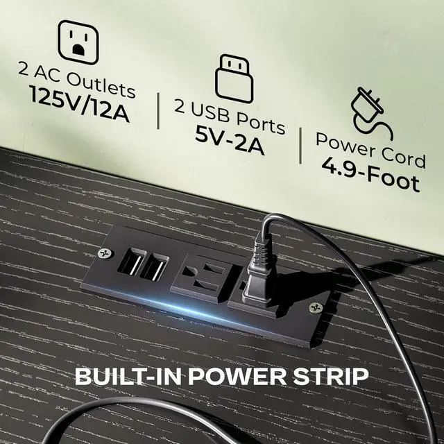 Alt view image 5 of 7 - Huuger TV Stand Dresser with Power Outlets and LED Lights, 4 Drawers Entertainment Center with Open Shelf, Media Console for 50 43 Inch TV, Dresser with PU Finish, Black