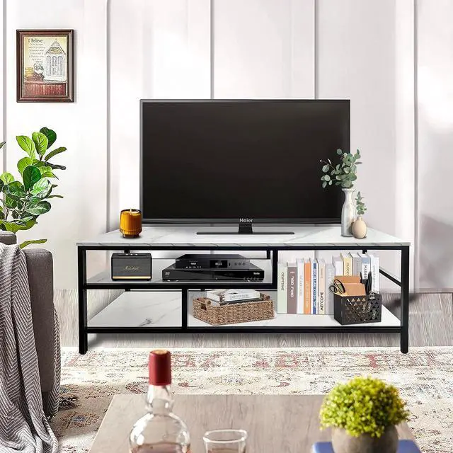 Alt view image 5 of 7 - AT-VALY 3-Tier TV Stand Media Console Table with Open Shelving Storage for Living Room Bedroom 47inch for up to 55" TV