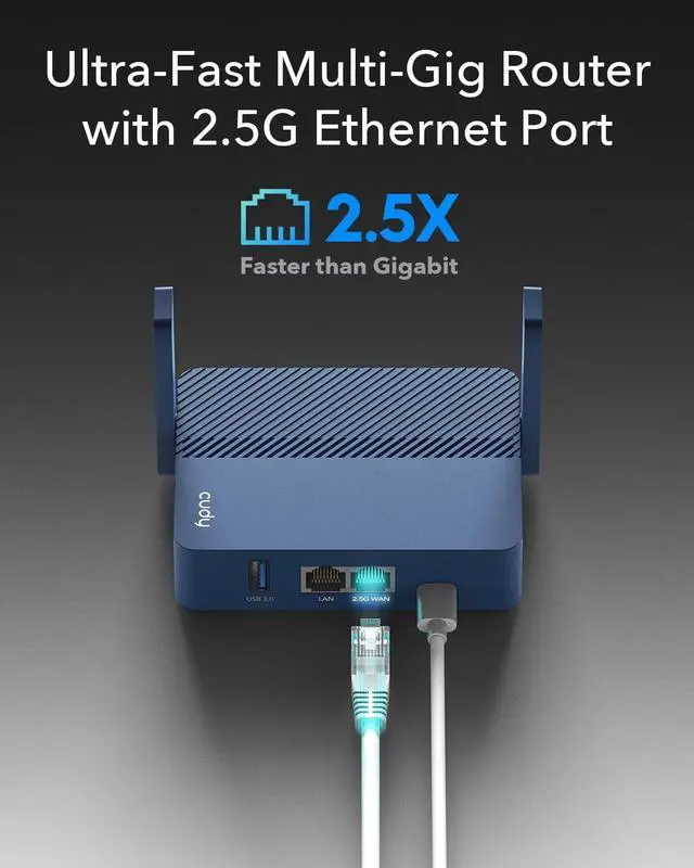 Alt view image 2 of 7 - Cudy TR3000 Pocket-Sized Wi-Fi 6 Wireless 2.5Gb Travel Router | WiFi Router | OpenVPN, Wireguard, Connect to Public & Hotel Wi-Fi login Page, RV