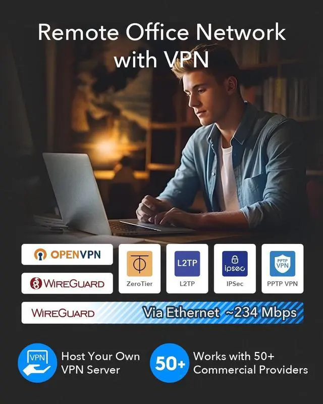 Alt view image 4 of 7 - Cudy TR3000 Pocket-Sized Wi-Fi 6 Wireless 2.5Gb Travel Router | WiFi Router | OpenVPN, Wireguard, Connect to Public & Hotel Wi-Fi login Page, RV