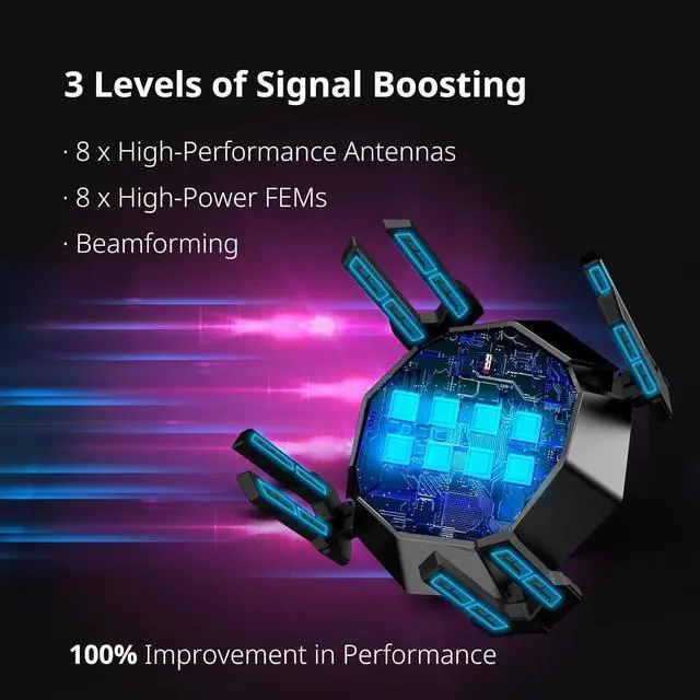 Alt view image 7 of 7 - Reyee AX6000 WiFi 6 Router, Wireless 8-Stream Gaming Router, 8 FEMs, 2.5G WAN,2.0 GHz Quad-Core CPU, WPA3, Smart VPN for Large Home E6