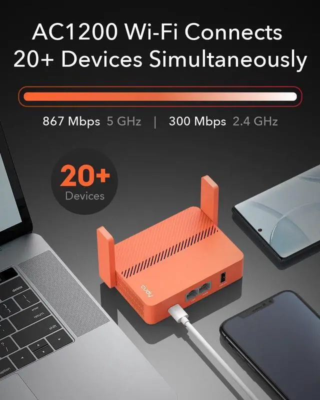 Alt view image 2 of 7 - Cudy AC1200 Pocket-Sized Wi-Fi Travel Router, Extender/Repeater for Hotel&Public Network, WISP, VPN Client and Server, USB,TR1200