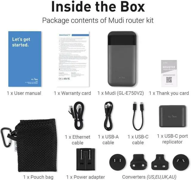 Alt view image 7 of 7 - GL.iNet GL-E750V2 (MUDI) 4G LTE OpenWrt VPN Router, T-Mobile ONLY, MicroSD Slot, 7000mAh Battery, OpenVPN, WireGuard, Tor, Router That You can Program (EM060K Module), Global Version