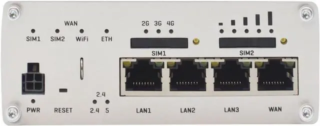 Alt view image 4 of 5 - Teltonika RUTX11100400 Model RUTX11 Industrial Cellular Router; Dual SIM; for use with USA Carriers; Comes with US PSU; WI-FI & BT; 4 x Ethernet Ports; Auto Failover; Aluminum Housing
