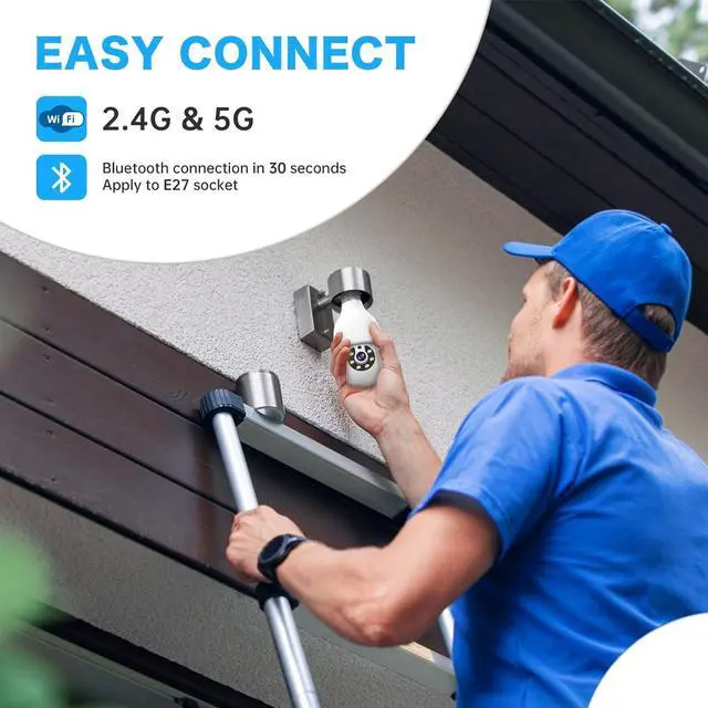 Alt view image 2 of 6 - 2K Light Bulb Security Camera 5G&2.4G WiFi Security Cameras Wireless Outdoor Indoor,360°Bulb Cameras for Home Security Outside Indoor,Motion Detection and Alarm,Two-Way Talk,Color Night Vision 2 Pack