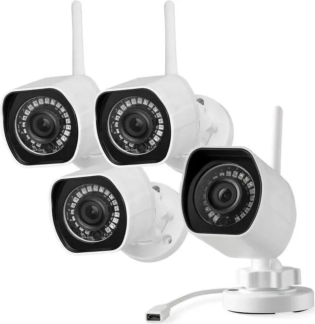 Main image of Zmodo Outdoor Security Cameras Wifi - 1080p Full HD Surveillance Cameras for Home Security with Night Vision, IP 66 Weatherproof, Plug-In, Motion Detection, 4 Pack