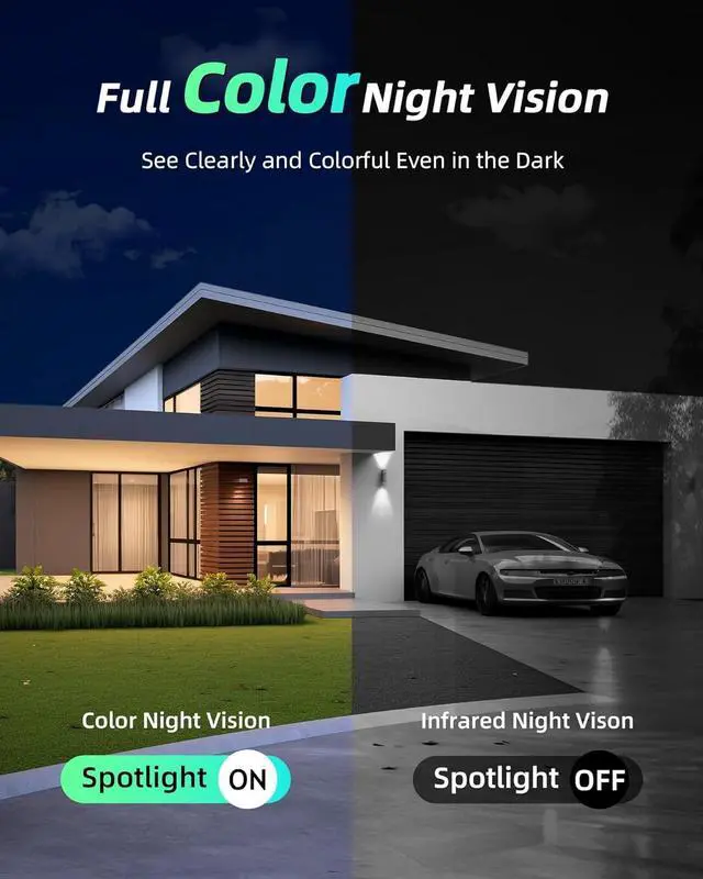 Alt view image 3 of 7 - Solar Security Camera Wireless Outdoor (2 Pack), Solar Powered Cameras for Home Security Outside with AI Motion Detection, Color Night Vision, IP66 Weatherproof, 2.4GHz Wi-Fi, Cloud/SD Storage