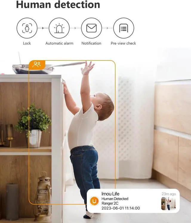 Alt view image 3 of 7 - Imou 2K WiFi Security Camera Indoor Pet Dog Baby Camera with AI Human/Motion/Sound Detection, 360° Wireless IP Home Security Camera, Smart Tracking, Siren, Night Vision, 2-Way Audio, Works with Alexa