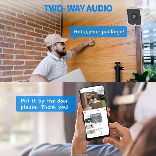Alt view image 6 of 7 - Septekon 2K Security Camera OutdoorWiFi Cameras for Home Security Outside with Motion Detection Tracking, Night Vision, Two-Way Audio, IP66 Weatherproof, 2.4GHz Wi-Fi, Compatible with Alexa