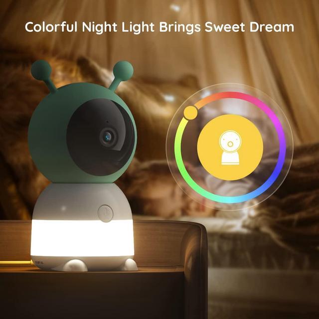 Alt view image 3 of 7 - 2024 BOIFUN 5" Split-Screen Baby Monitor with 2 Cameras, 2K WiFi Baby Monitor Via Screen & App Control, Record & Playback, Temper &Humidity Sensor, Night Vision, 2-Way Talk, Cry & Motion Detection