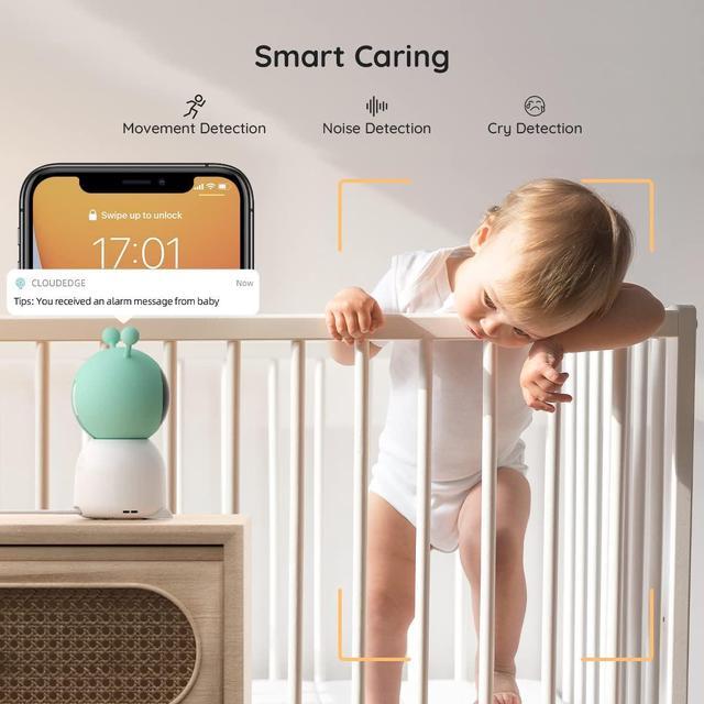 Alt view image 4 of 7 - 2024 BOIFUN 5" Split-Screen Baby Monitor with 2 Cameras, 2K WiFi Baby Monitor Via Screen & App Control, Record & Playback, Temper &Humidity Sensor, Night Vision, 2-Way Talk, Cry & Motion Detection