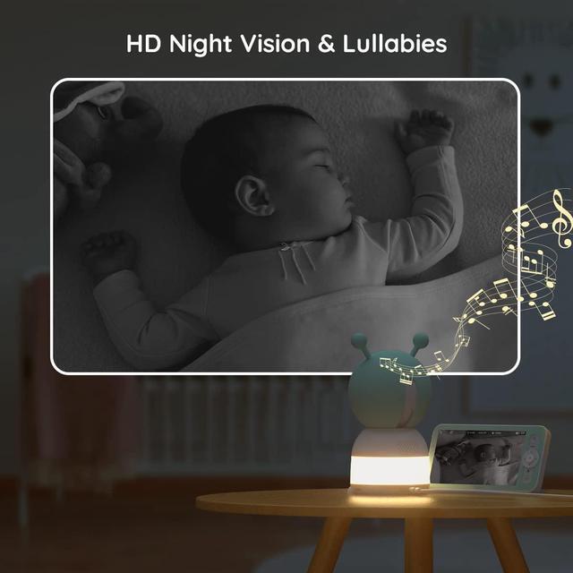 Alt view image 5 of 7 - 2024 BOIFUN 5" Split-Screen Baby Monitor with 2 Cameras, 2K WiFi Baby Monitor Via Screen & App Control, Record & Playback, Temper &Humidity Sensor, Night Vision, 2-Way Talk, Cry & Motion Detection