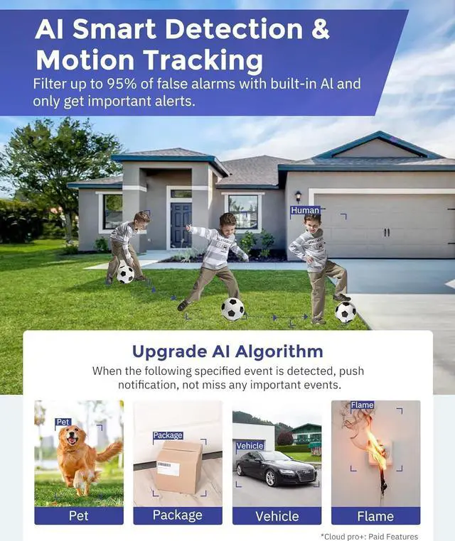 Alt view image 7 of 7 - Hugolog 3K 5MP Light Bulb Security Cameras Wireless Outdoor-2.4GHz Cameras for Home Security Indoor with AI Sound Processing&Motion Detection,Color Night Vision,Auto Tracking,Siren Alarm,2-Way Talk