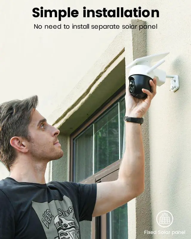 Alt view image 2 of 7 - AOSU Solar Camera Outdoor Wireless - 100% Wire-Free Outdoor Security Camera Wireless with Fixed Solar Panel,360° Panoramic View, Human Auto Tracking, 2K Color Night Vision