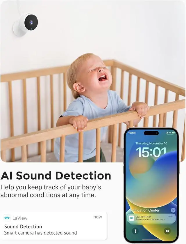 Alt view image 4 of 7 - LaView 4MP 2K Cameras for Home Security Indoor, 5G& 2.4GHz Home Security Camera for Baby/Elder/Pet/Nanny,US Cloud Service,Compatible with Alexa iOS & Android