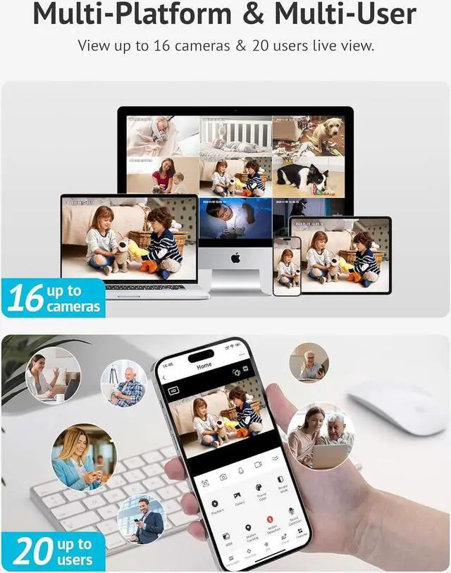 Alt view image 5 of 7 - LaView 4MP 2K Cameras for Home Security Indoor, 5G& 2.4GHz Home Security Camera for Baby/Elder/Pet/Nanny,US Cloud Service,Compatible with Alexa iOS & Android