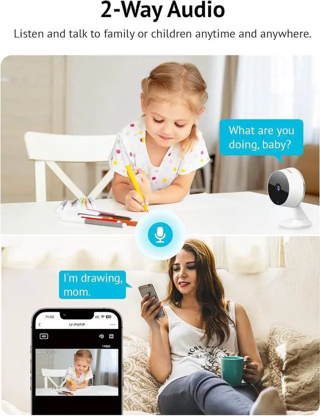 Alt view image 7 of 7 - LaView 4MP 2K Cameras for Home Security Indoor, 5G& 2.4GHz Home Security Camera for Baby/Elder/Pet/Nanny,US Cloud Service,Compatible with Alexa iOS & Android