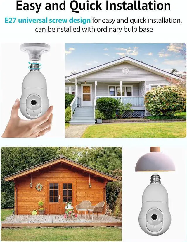 Alt view image 3 of 7 - LaView 4MP Bulb Security Camera 5G& 2.4GHz WiFi, 360°2K Security Cameras Wireless Outdoor Indoor Full Color Day and Night, Motion Detection, Audible Alarm, Easy Installation, Compatible with Alexa