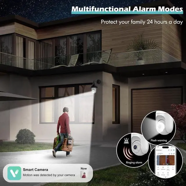 Alt view image 7 of 7 - 3Packs 2K Bulb Security Cameras Wireless Outdoor Indoor, 2.4GHz WiFi Cameras for Home Security with Spotlight, Color Night Vision, Motion Detection, 2-Way Audio, Audible Alarm