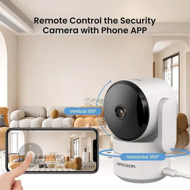 Alt view image 2 of 7 - Pet Camera 360° Home Security Cameras, with Pan/Tilt, Night Vision, Motion Detection, Privacy Mode, 2-Way Audio, Cloud & SD Card Storage, Compatible with Alexa/Google Home, 2.4GHz WiFi, 4 Pack