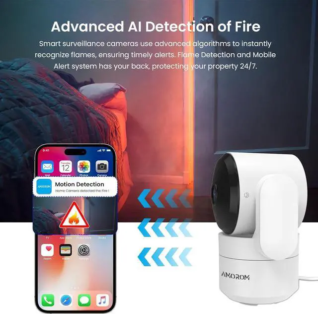 Alt view image 4 of 7 - Pet Camera 360° Home Security Cameras, with Pan/Tilt, Night Vision, Motion Detection, Privacy Mode, 2-Way Audio, Cloud & SD Card Storage, Compatible with Alexa/Google Home, 2.4GHz WiFi, 4 Pack