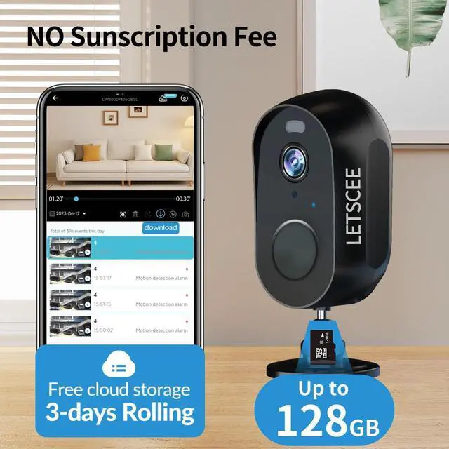 Alt view image 6 of 7 - Wireless Battery Cameras Outdoor.Indoor Outdoor Home Security Cameras, with Night Version,Motion Detection,2-Way Audio,Waterproof,Cloud Stora,No Subscription(4 Pack)