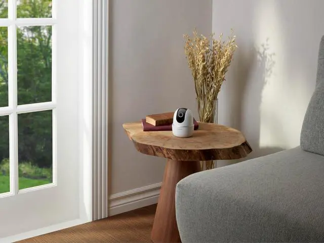 Alt view image 4 of 5 - Lorex Smart Indoor Pan/Tilt Wi-Fi Security Camera with Person Detection, Two-Way Audio, and Smart Home Voice Control (2K Indoor)
