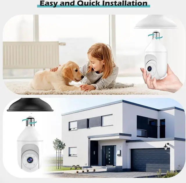 Alt view image 2 of 7 - 3Packs 2K Bulb Security Cameras Wireless Outdoor Indoor, 2.4GHz WiFi Cameras for Home Security with Spotlight, Color Night Vision, Motion Detection, 2-Way Audio, Audible Alarm