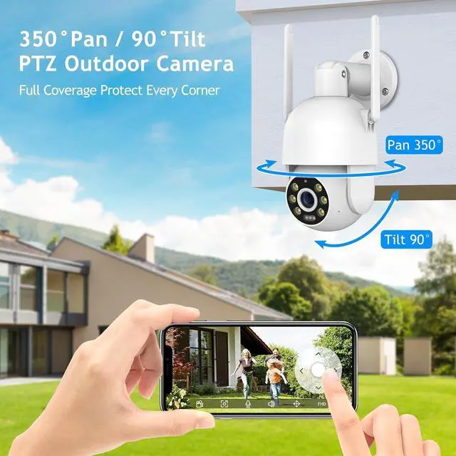Alt view image 3 of 7 - Wireless Security Camera and PTZ Outdoor Camera with AI Motion Detection, 1080P Color Night Vision, 2-Way Talk, IP66 Weatherproof, SD/Cloud Storage