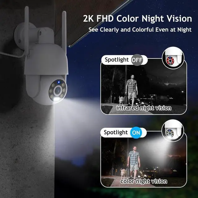 Alt view image 5 of 7 - Wireless Security Camera and PTZ Outdoor Camera with AI Motion Detection, 1080P Color Night Vision, 2-Way Talk, IP66 Weatherproof, SD/Cloud Storage