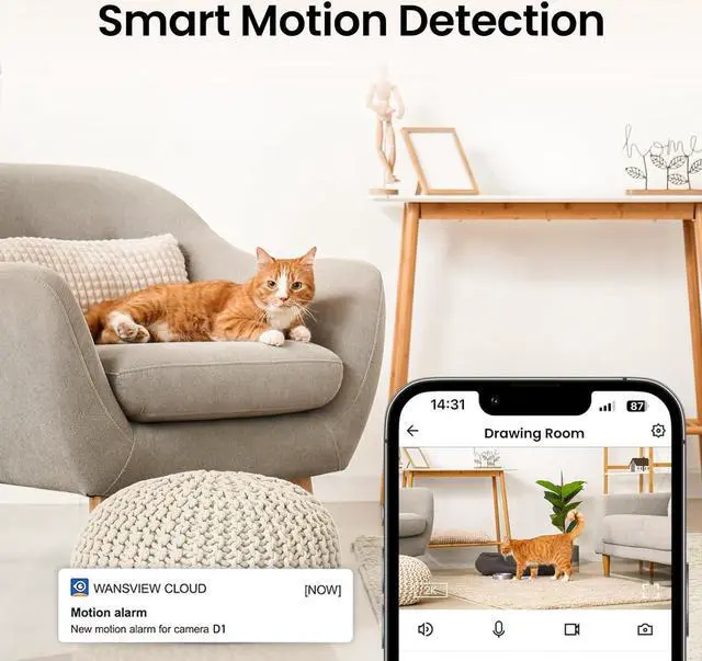 Alt view image 5 of 7 - 2K Indoor Security Camera-Baby Monitor with 2.4G WiFi Camera and Audio, Siren/Night Vision for Home/Pet/Nanny/Cat, 24/7 SD Card Storage, Cloud (Optional), Compatible with Alexa & Google Home, D1 2P