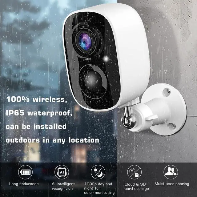 Alt view image 3 of 6 - Gadpiparty Security Cameras Wireless Outdoor 2 Pack, 1080P WiFi Surveillance Indoor Home Camera Battery Powered, Night Vision AI Motion Detection 2-Way Talk Waterproof Siren Alarm Cloud/SD Storage