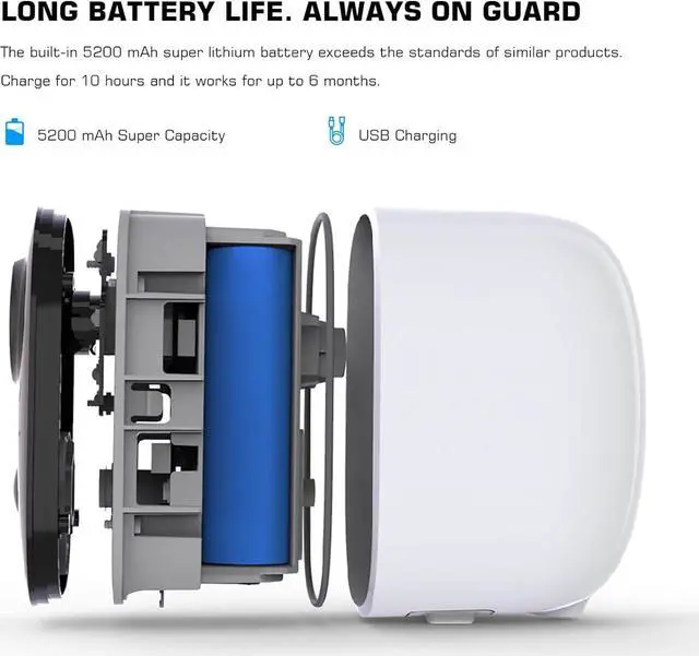 Alt view image 6 of 6 - Gadpiparty Security Cameras Wireless Outdoor 2 Pack, 1080P WiFi Surveillance Indoor Home Camera Battery Powered, Night Vision AI Motion Detection 2-Way Talk Waterproof Siren Alarm Cloud/SD Storage