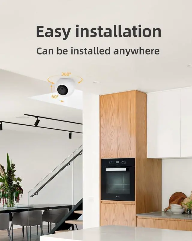 Alt view image 5 of 6 - Noorio Indoor Security Camera, 2K&4K Pan-Tilt 360° View WiFi Cameras for Baby Monitor, Motion Detection Pet Camera, Night Vision, Work with Alexa