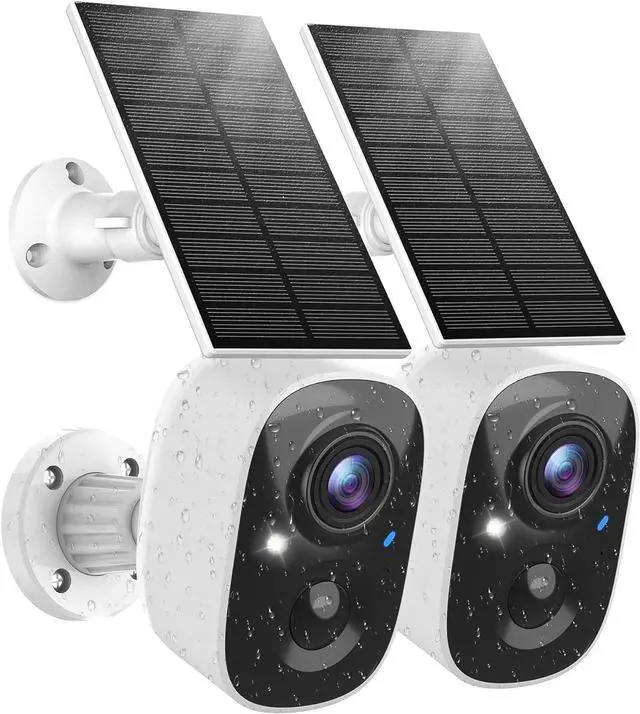 Main image of Solar Security Camera Wireless Outdoor (2 Pack), Solar Powered Cameras for Home Security Outside with AI Motion Detection, Color Night Vision, IP66 Weatherproof, 2.4GHz Wi-Fi, Cloud/SD Storage