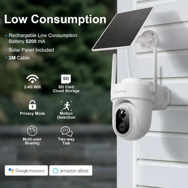 Alt view image 3 of 7 - BondFree 5MP 4K Solar Camera Wireless Outdoor, Battery Powered Security Camera with 14 Spotlight 400Lm Color Night Vision IP66 Waterproof 360° Surveillance 2.4G WiFi Camera 2-Way Talk Works with Alexa