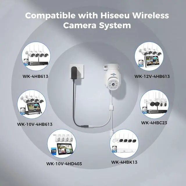 Alt view image 7 of 7 - Hiseeu Wireless Security Camera Outdoor, 2.4G/5G 3MP WiFi Camera, Color Night Vision, Auto Tracking, Pan/Tilt, 360° View, Motion Detection, Two-Way Audio, IP66, Work with Alexa, No Monthly Fee