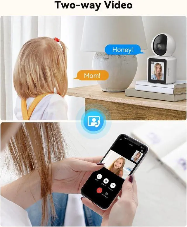 Alt view image 3 of 7 - TMEZON 2pk Two Way Audio Video Pet Dog Camera with Speaker Video Calling Devices for Grandparents Wireless Security Camera Indoor Monitor 1080P with Phone app Motion Detection