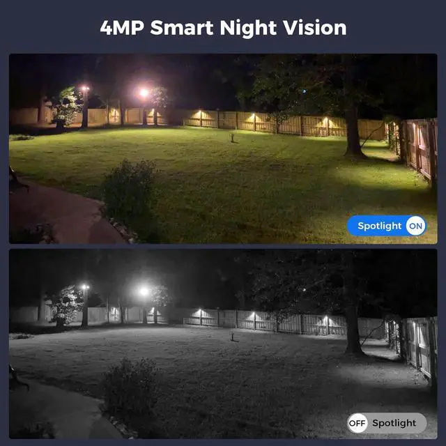 Alt view image 6 of 6 - Hiseeu Solar Security Camera, 2PCS 4MP Wireless WiFi Camera Outdoor, PTZ 360° View, PIR Motion Detection, Color Night Vision, IP66, 2-Way Audio, 2.4G WiFi, No Monthly Fee