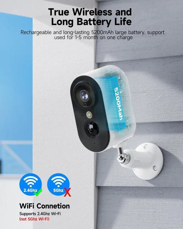 Alt view image 2 of 6 - LIWAN Security Cameras Wireless Outdoor 2-Pack, 2K Battery Powered Cameras for Home Security, WiFi Surveillance Indoor Camera with Color Night Vision, PIR Detection, Waterproof, Cloud/Local Storage