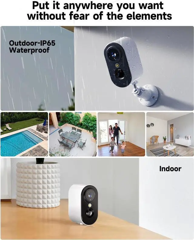 Alt view image 3 of 6 - LIWAN Security Cameras Wireless Outdoor 2-Pack, 2K Battery Powered Cameras for Home Security, WiFi Surveillance Indoor Camera with Color Night Vision, PIR Detection, Waterproof, Cloud/Local Storage