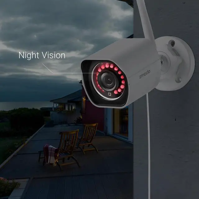 Alt view image 5 of 7 - Zmodo Outdoor Wireless Security Camera System, 2 Pack 1080p Full HD Smart Home Indoor Outdoor WiFi IP Cameras with Night Vision, Plug-In, Compatible with Alexa
