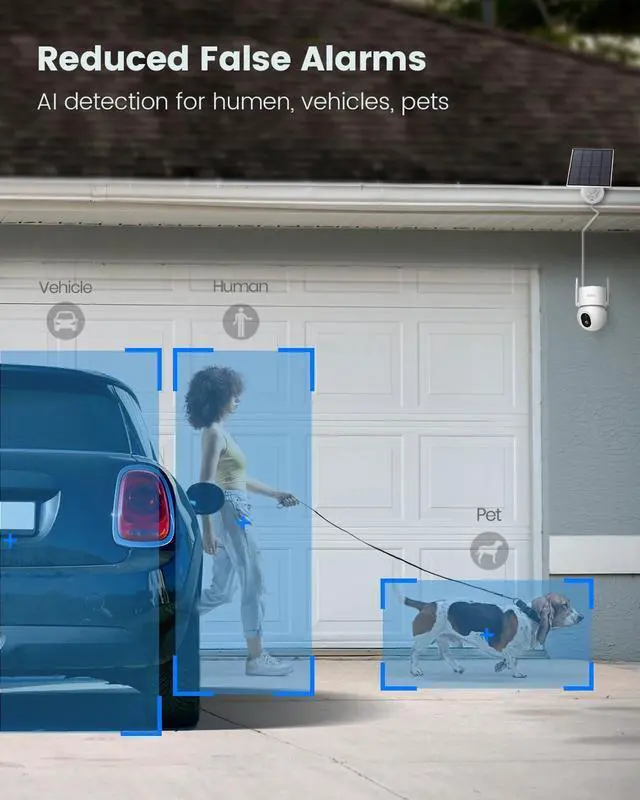 Alt view image 3 of 7 - AOSU Security Cameras Wireless Outdoor, 3K/5MP Solar Powered Cameras for Home Security, 360° Pan/Tilt Surveillance, Color Night Vision, 2.4G WiFi Camera, Auto Tracking, AI Human/Vehicle/Pet Detection
