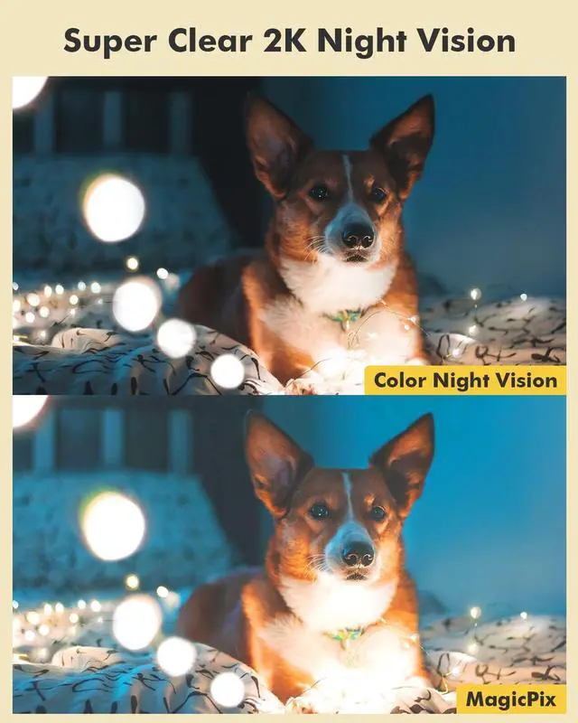 Alt view image 5 of 7 - Dzees Indoor Security Camera Pet Camera No Subscription, 2K 360° WiFi Camera, Wired Dog Pet Camera with Phone App, MagicPix Night Vision, Calls, 2-Way Audio, 24/7, Motion Tracking, Privacy, 2.4Ghz