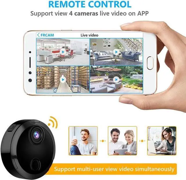 Alt view image 2 of 5 - Indoor and Outdoor Camera with Night Vision - Mini Camera - Hidden Camera - Micro Camera - Small Cameras for Spying - Surveillance Camera Full HD WiFi Cameras for Pet/Baby/Nanny with App