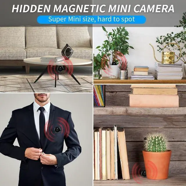 Alt view image 5 of 5 - Indoor and Outdoor Camera with Night Vision - Mini Camera - Hidden Camera - Micro Camera - Small Cameras for Spying - Surveillance Camera Full HD WiFi Cameras for Pet/Baby/Nanny with App