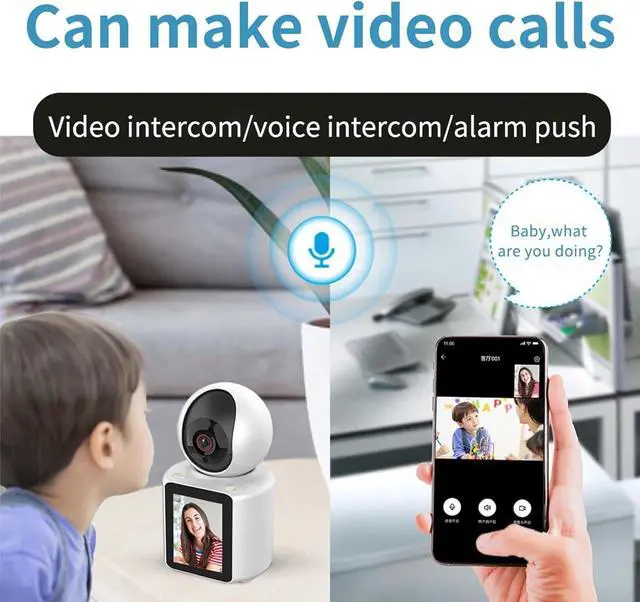 Alt view image 4 of 7 - Two Way Pet Camera with 2.8 inch HD Screen, 1080P Video Calling Camera for Indoor Home Security, Indoor Home Nanny/Dog/Baby Security Device with Phone App