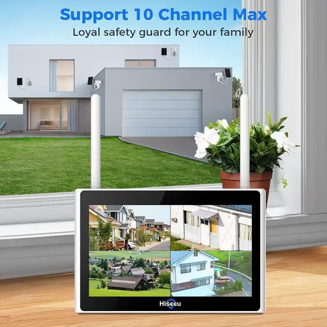 Alt view image 7 of 7 - Wireless Security Camera System, 4PCS 5MP Outdoor Camera with 10in LCD 1T HDD, 2-Way Audio, PTZ, Color Night Vision, Motion Alert, IP66 Waterproof, Auto Tracking, 2.4G WiFi, No Monthly Fee