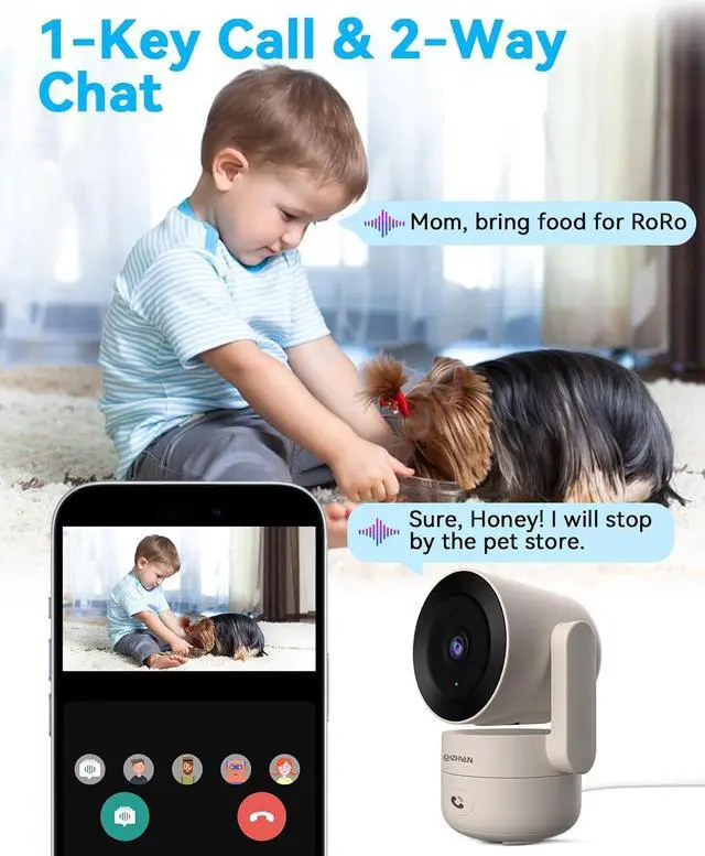 Alt view image 7 of 7 - Camera for Home Security Indoor, Pan & Tilt, Cry Detection for Baby, 2.5K 4MP QHD, Night Vision, Motion Detection & Tracking, 2-Way Audio, Nanny, Pet, 2.4G WiFi, Local&Cloud Storage